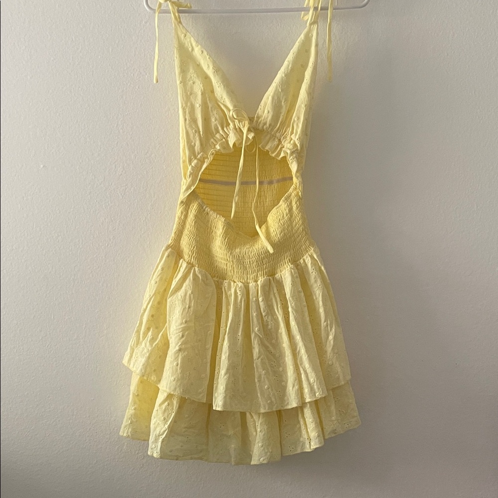 HYFVE Yellow Front tie ruffled short dress
